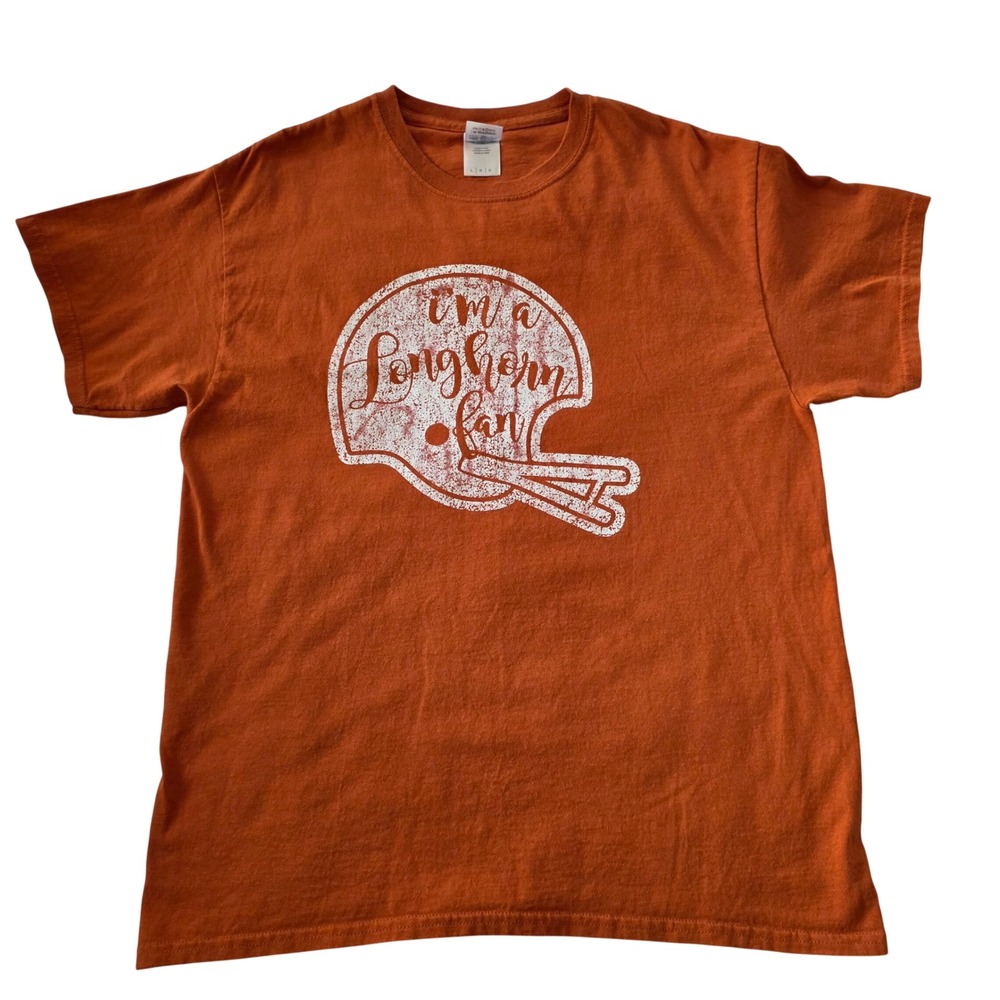 Gildan Ultra Cotton Burnt Orange I'm A Longhorn Fan Graphic T-Shirt Mens Large‎